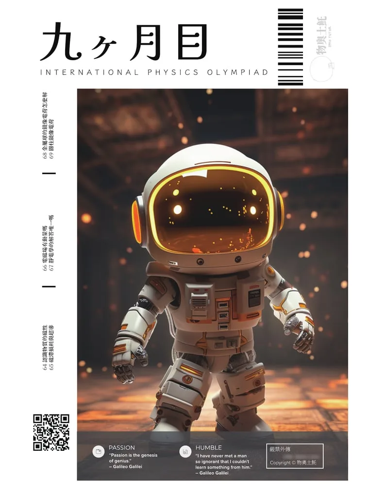 Cover of 九ヶ月目 (the ninth month): an astronaut with a glowing orange visor walking through a dim hall lit by sparks.